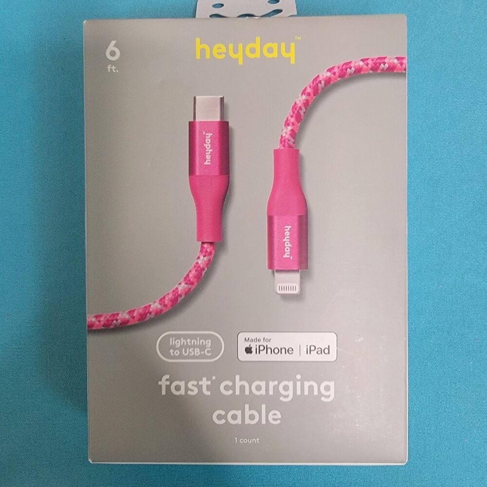 NEW Heyday 6' USB-C Fast Charging Cable Hot Pink